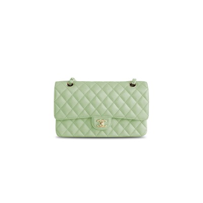 CHANEL CF CLASSIC FLIP CAVIAR LIGHT GREEN SHOULDER BAG  (25*17*9cm)